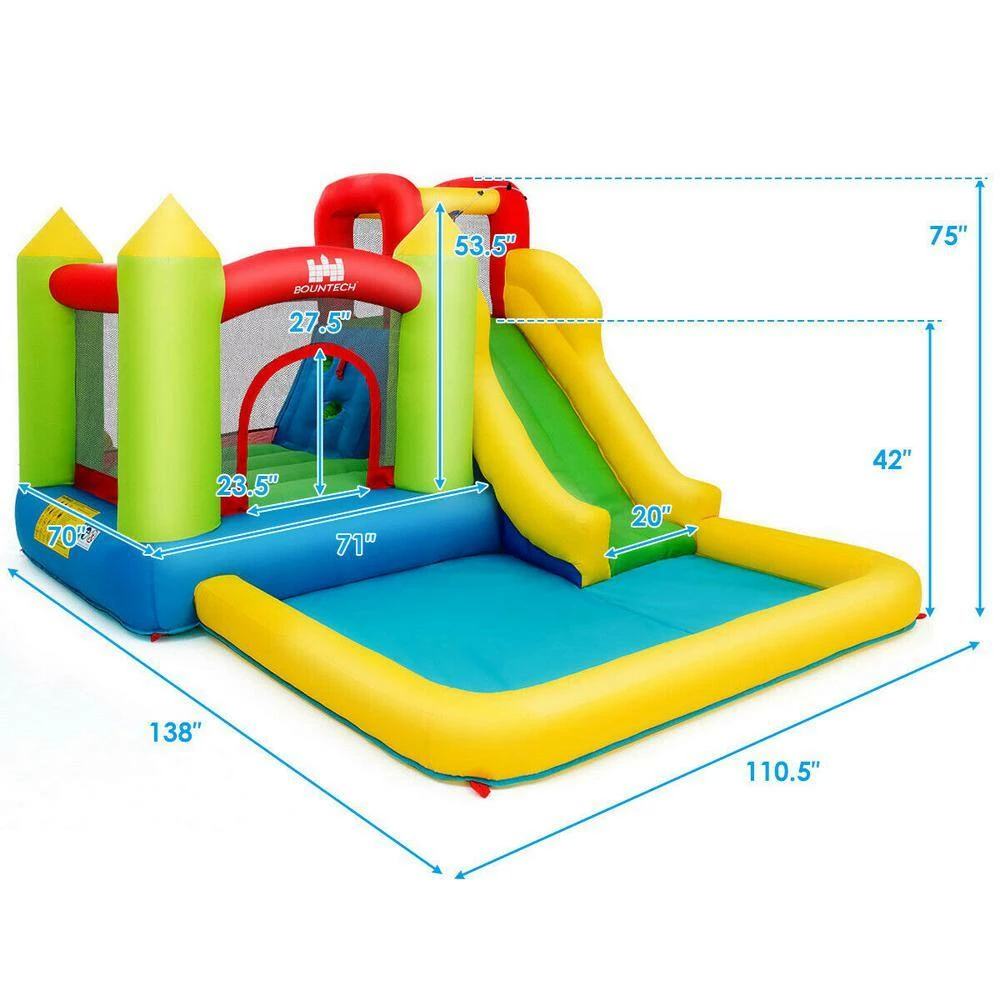 138 in. x 110.5 in. x 75 in. Cloth Yellow Outdoor Inflatable Bounce House Water Slide Climb Bouncer Pool by Gymax 6 138 in. x 110.5 in. x 75 in. Cloth Yellow Outdoor Inflatable Bounce House Water Slide Climb Bouncer Pool by Gymax - Image 4