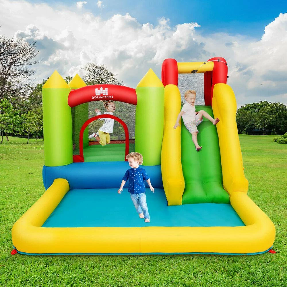 138 in. x 110.5 in. x 75 in. Cloth Yellow Outdoor Inflatable Bounce House Water Slide Climb Bouncer Pool by Gymax 7 138 in. x 110.5 in. x 75 in. Cloth Yellow Outdoor Inflatable Bounce House Water Slide Climb Bouncer Pool by Gymax - Image 5