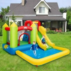 138 in. x 110.5 in. x 75 in. Cloth Yellow Outdoor Inflatable Bounce House Water Slide Climb Bouncer Pool by Gymax 11 138 in. x 110.5 in. x 75 in. Cloth Yellow Outdoor Inflatable Bounce House Water Slide Climb Bouncer Pool by Gymax -Pool Supplies Sales Store yelllow pool toys gym04200 4f 1000