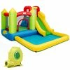 138 in. x 110.5 in. x 75 in. Cloth Yellow Outdoor Inflatable Bounce House Water Slide Climb Bouncer Pool by Gymax