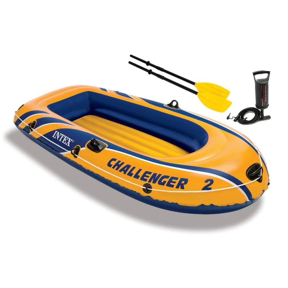 Challenger 2-Inflatable 2-Person with Oars and Air Pump Floating Boat Raft Set by Intex 3 Challenger 2-Inflatable 2-Person with Oars and Air Pump Floating Boat Raft Set by Intex