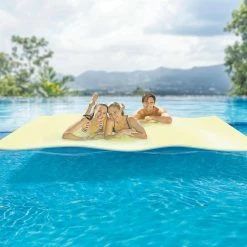 12 ft. No Inflate Water Pad and 13 ft. Misting Party Platform, Yellow (2-Pack) by COMFY FLOATS -Pool Supplies Sales Store yellow pool floats 91575vm 91464vm 1f 1000