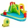 157.5 in. x 132 in. x 90.5 in. Cloth Yellow Outdoor Inflatable Splash Water Bounce House Jump Slide w/Blower by Gymax -Pool Supplies Sales Store yellow pool toys gym04202 64 1000