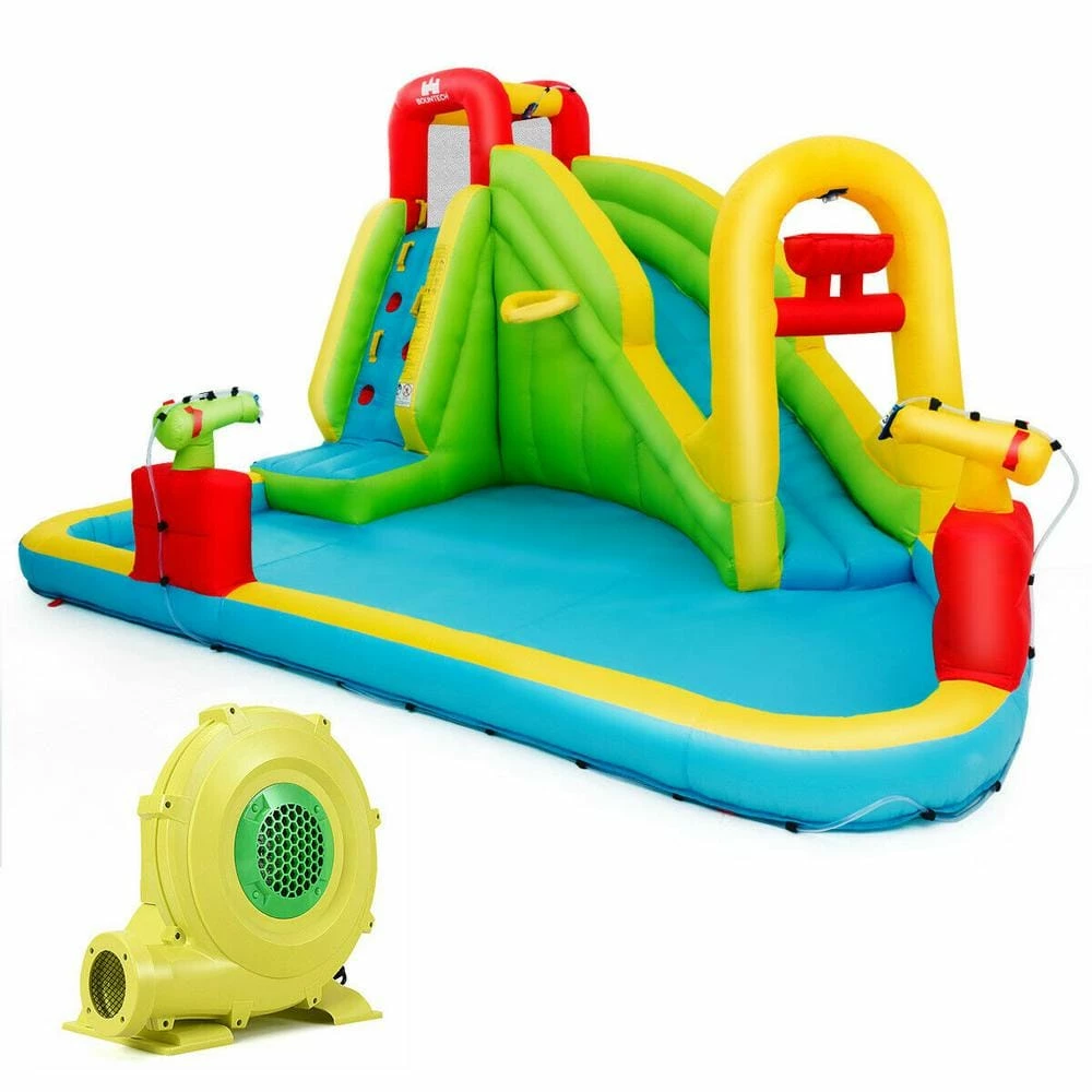 157.5 in. x 132 in. x 90.5 in. Cloth Yellow Outdoor Inflatable Splash Water Bounce House Jump Slide w/Blower by Gymax 3 157.5 in. x 132 in. x 90.5 in. Cloth Yellow Outdoor Inflatable Splash Water Bounce House Jump Slide w/Blower by Gymax
