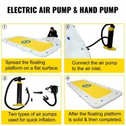 Inflatable Dock Platform 15 x 6 ft. Portable Floating Dock 10-12 people with Electric Air Pump and Hand Pump by VEVOR -Pool Supplies Sales Store yellows white vevor pool floats ftqbmc15x6 r67a60v1 44 1000