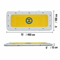 Inflatable Dock Platform 15 x 6 ft. Portable Floating Dock 10-12 people with Electric Air Pump and Hand Pump by VEVOR -Pool Supplies Sales Store yellows white vevor pool floats ftqbmc15x6 r67a60v1 76 1000