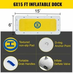 Inflatable Dock Platform 15 x 6 ft. Portable Floating Dock 10-12 people with Electric Air Pump and Hand Pump by VEVOR -Pool Supplies Sales Store yellows white vevor pool floats ftqbmc15x6 r67a60v1 c3 1000